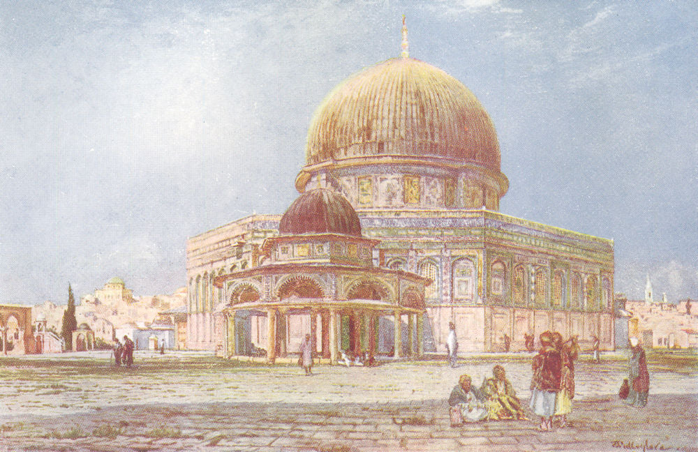 JERUSALEM. Dome of Rock(Mosque Omar)with chain(Kubbet es Silseleh) 1902 print